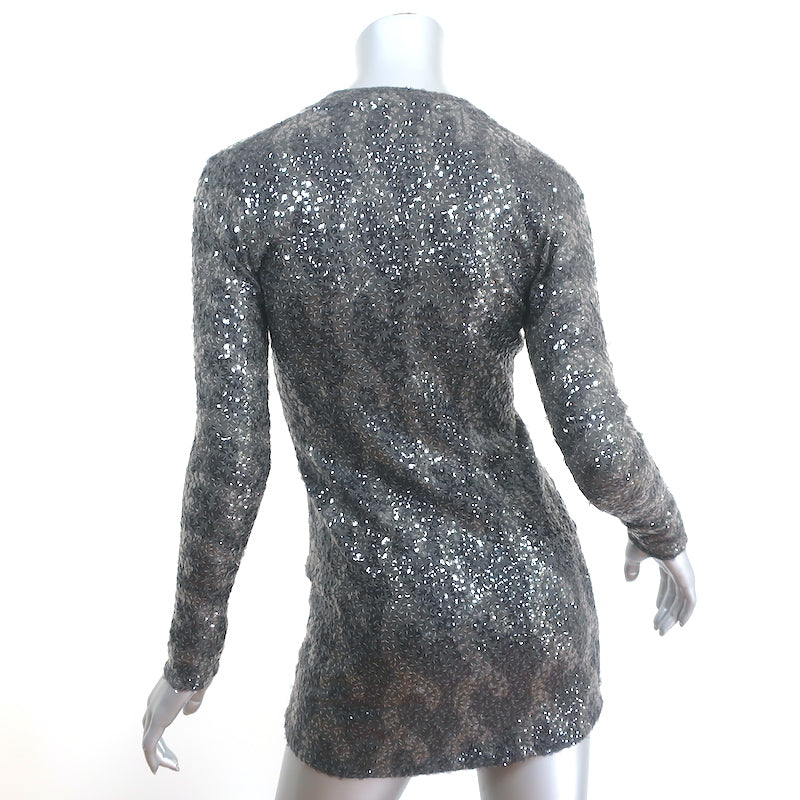 Burberry Sequined Cardigan Gray Wool Size Extra Small V-Neck Sweater