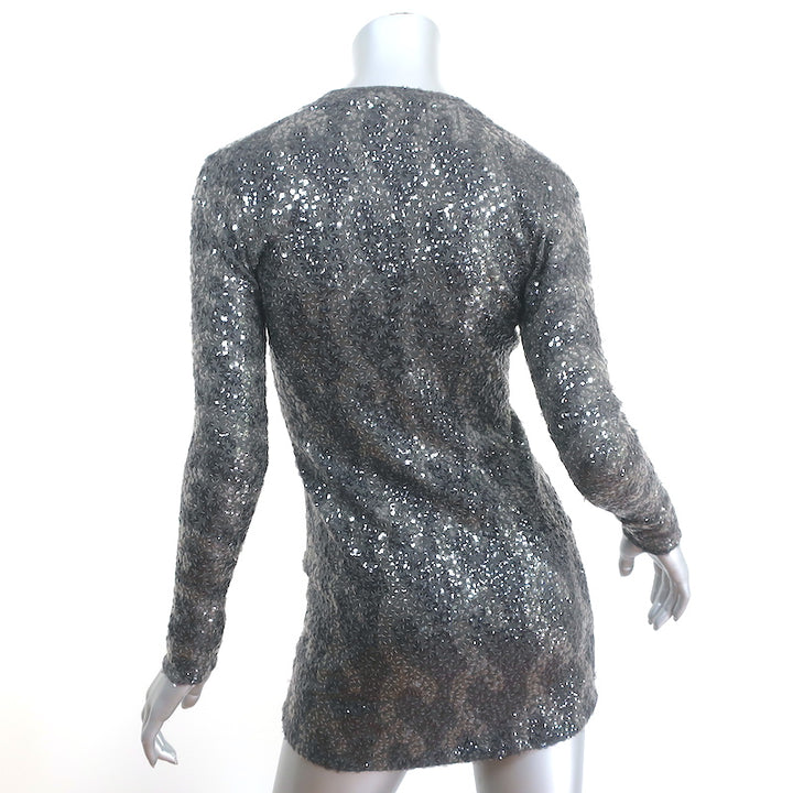 Burberry Sequined Cardigan Gray Wool Size Extra Small V-Neck Sweater