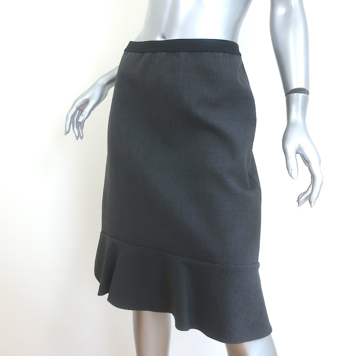 Marni Tulip Hem Skirt Gray Stretch Wool Size 40