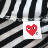 PLAY Comme des Garcons Heart Patch Long Sleeve Tee Black/White Stripe Size Small