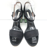 Dries Van Noten Mirrored-Heel Sandal Black Suede & Braided Leather Size 38.5