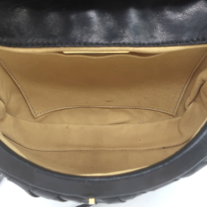 Vintage Bottega Veneta Intrecciato Tassel Mini Crossbody Bag Black Leather
