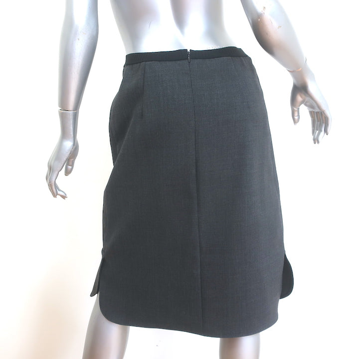 Marni Tulip Hem Skirt Gray Stretch Wool Size 40