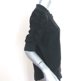 FRAME Shirred Sleeve Blouse Black Silk Size Small Button-Up Top NEW