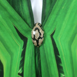 Roberto Cavalli Leaf Print Silk Kaftan Green Size 38 Cutout-Back Maxi Dress