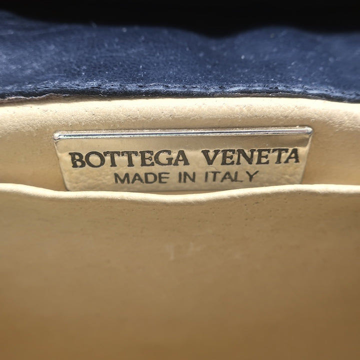 Vintage Bottega Veneta Intrecciato Tassel Mini Crossbody Bag Black Leather