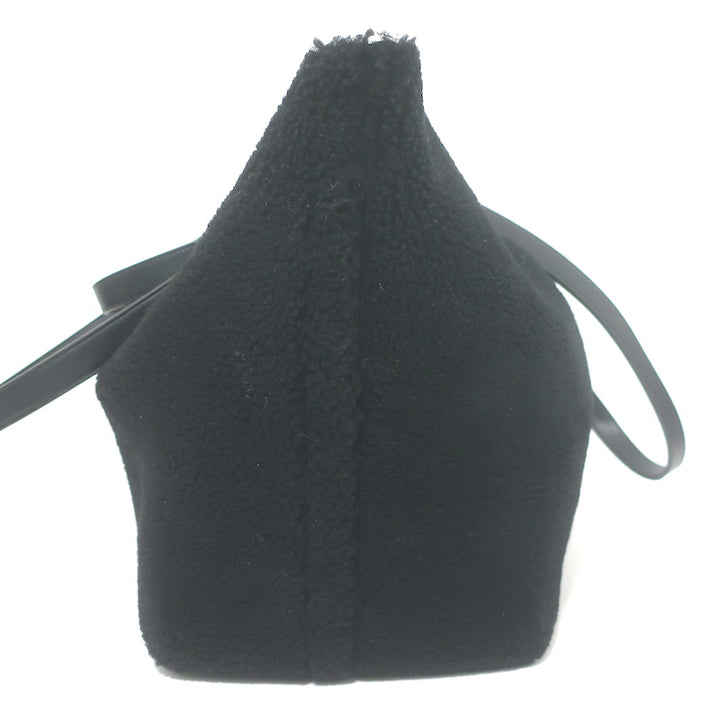 AllSaints Allington Shearling Tote Black Extra Large Shoulder Bag