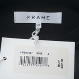 FRAME Shirred Sleeve Blouse Black Silk Size Small Button-Up Top NEW