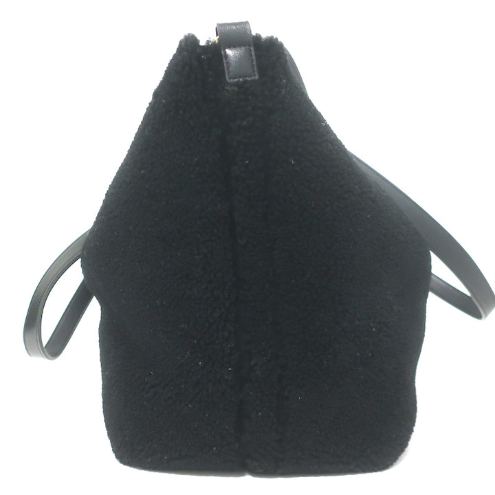 AllSaints Allington Shearling Tote Black Extra Large Shoulder Bag