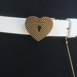Balenciaga Heart Lock Skinny Belt White Leather Size 85