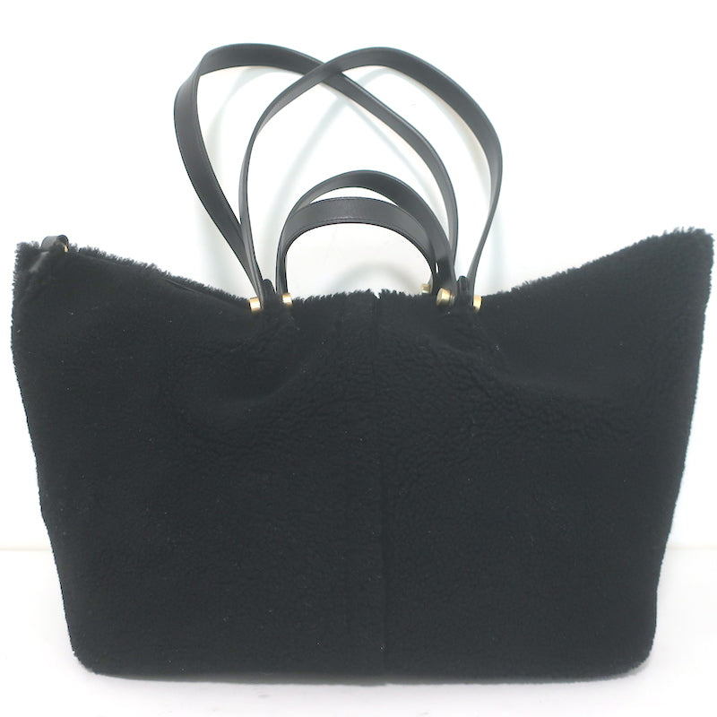 AllSaints Allington Shearling Tote Black Extra Large Shoulder Bag