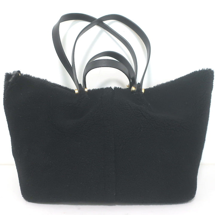 AllSaints Allington Shearling Tote Black Extra Large Shoulder Bag