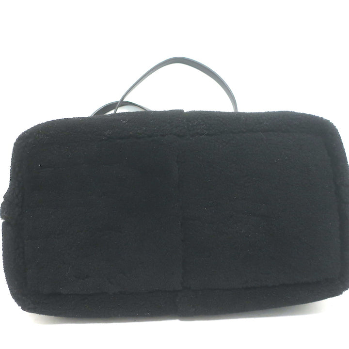 AllSaints Allington Shearling Tote Black Extra Large Shoulder Bag