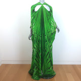 Roberto Cavalli Leaf Print Silk Kaftan Green Size 38 Cutout-Back Maxi Dress