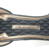 Giorgio Armani Rosette d'Orsay Pumps Black Satin Size 37 Pointed Toe Heels NEW