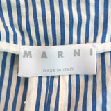 Marni Seersucker Coat Blue/White Striped Cotton Size 40 Open-Front Jacket NEW