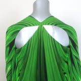 Roberto Cavalli Leaf Print Silk Kaftan Green Size 38 Cutout-Back Maxi Dress