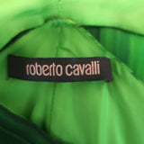Roberto Cavalli Leaf Print Silk Kaftan Green Size 38 Cutout-Back Maxi Dress