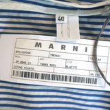 Marni Seersucker Coat Blue/White Striped Cotton Size 40 Open-Front Jacket NEW