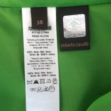 Roberto Cavalli Leaf Print Silk Kaftan Green Size 38 Cutout-Back Maxi Dress