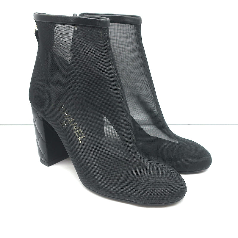 Louis Vuitton Open Toe Tassel Ankle Boots Black Leather 36.5