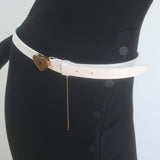 Balenciaga Heart Lock Skinny Belt White Leather Size 85