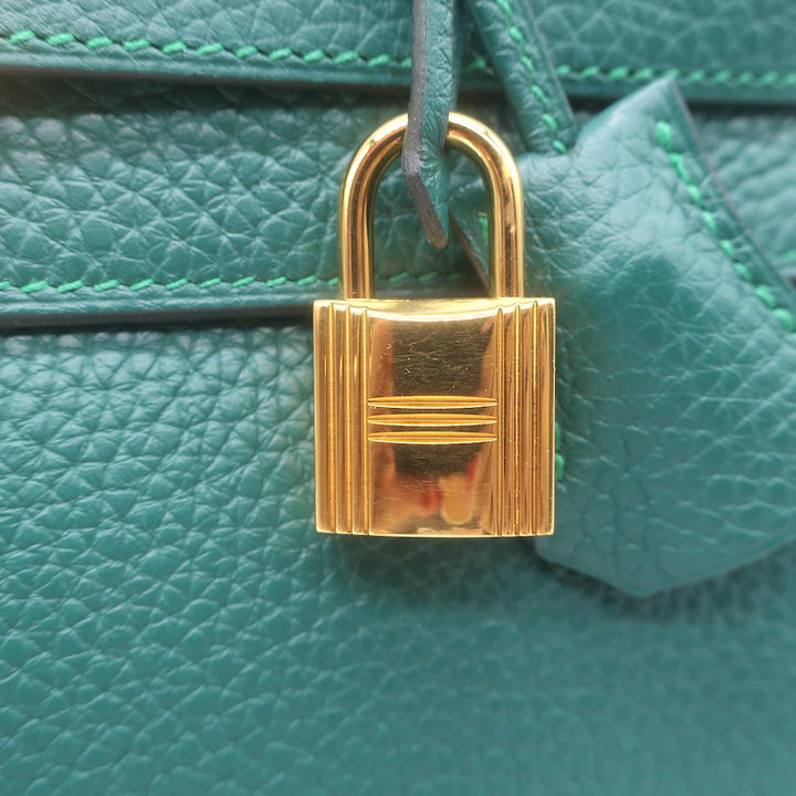 Hermes Kelly 32 Bag Malachite Togo Leather Gold Hardware