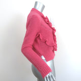 Smythe Crochet Ruffle Sweater Pink Alpaca Knit Size Small Crewneck Pullover NEW
