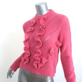Smythe Crochet Ruffle Sweater Pink Alpaca Knit Size Small Crewneck Pullover NEW