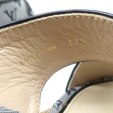 Louis Vuitton Mini Lin Crisscross Espadrille Wedges Blue Monogram Size 37.5 NEW