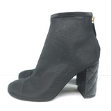 Chanel 20C Mesh Ankle Boots Black Size 36 Quilted Heel Booties
