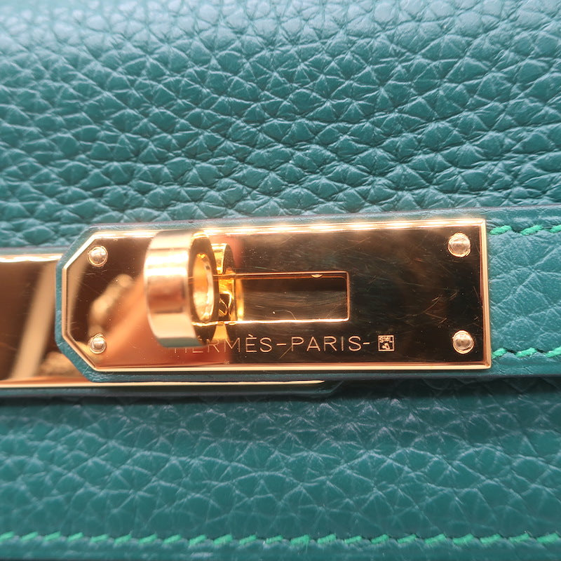 Hermes Kelly 32 Bag Malachite Togo Leather Gold Hardware