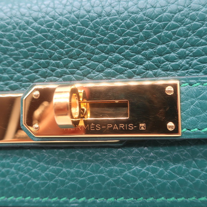 Hermes Kelly 32 Bag Malachite Togo Leather Gold Hardware