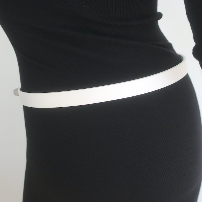Balenciaga Heart Lock Skinny Belt White Leather Size 85