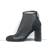 Chanel 20C Mesh Ankle Boots Black Size 36 Quilted Heel Booties