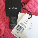 Smythe Crochet Ruffle Sweater Pink Alpaca Knit Size Small Crewneck Pullover NEW