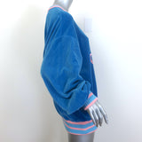Gucci Embroidered Tennis Sweatshirt Blue Velour Size Medium