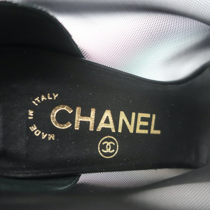 Chanel 20C Mesh Ankle Boots Black Size 36 Quilted Heel Booties