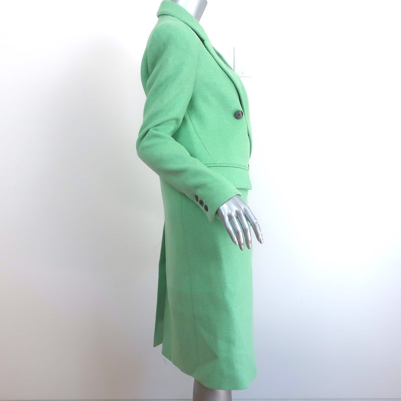 Smythe DB Overcoat Aqua Wool-Blend Size 2 Long Jacket NEW
