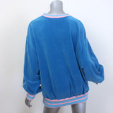 Gucci Embroidered Tennis Sweatshirt Blue Velour Size Medium