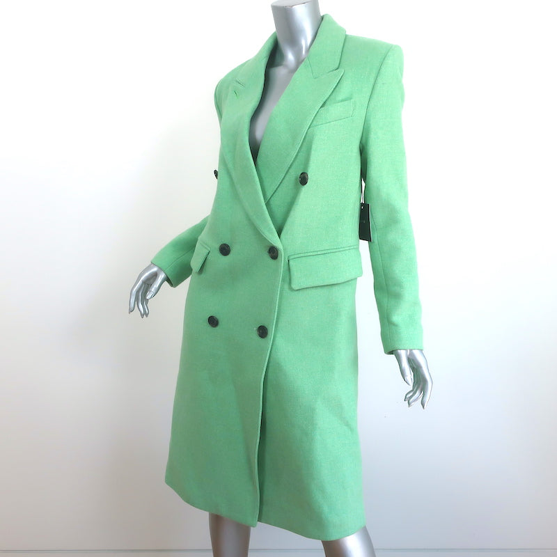 Smythe DB Overcoat Aqua Wool-Blend Size 2 Long Jacket NEW