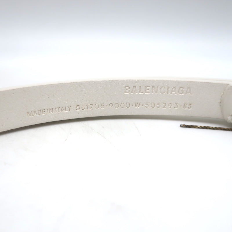 Balenciaga Heart Lock Skinny Belt White Leather Size 85