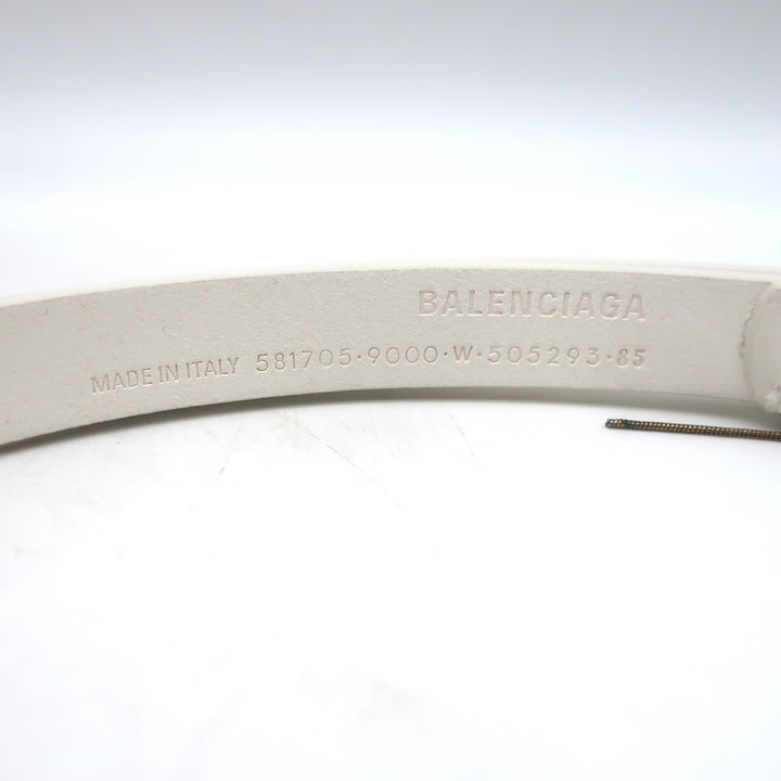 Balenciaga Heart Lock Skinny Belt White Leather Size 85