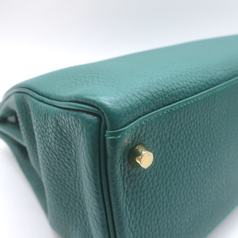 Hermes Kelly 32 Bag Malachite Togo Leather Gold Hardware