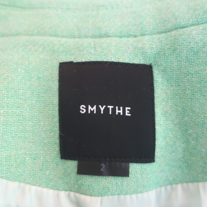 Smythe DB Overcoat Aqua Wool-Blend Size 2 Long Jacket NEW