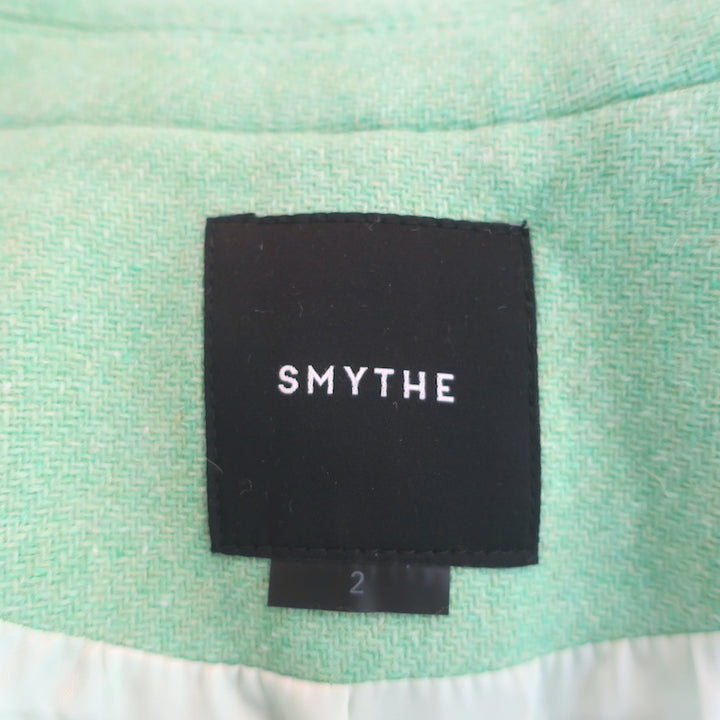 Smythe DB Overcoat Aqua Wool-Blend Size 2 Long Jacket NEW
