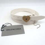 Balenciaga Heart Lock Skinny Belt White Leather Size 85