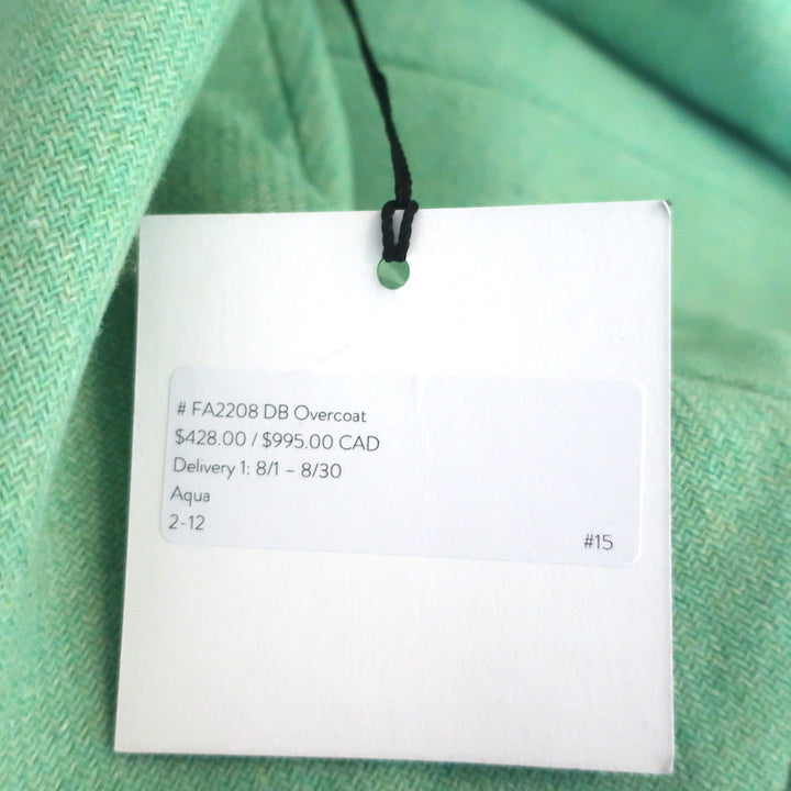 Smythe DB Overcoat Aqua Wool-Blend Size 2 Long Jacket NEW