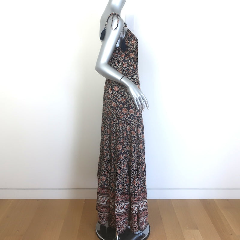 Veronica Beard Windansea Tassel-Strap Floral Maxi Dress Navy/Multi Size Small