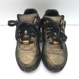 Chanel 16K Low Top Sneakers Gold Metallic Suede Size 35